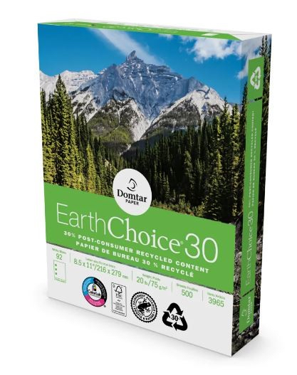 Domtar® EarthChoice™ White 20 lb. 3-Hole Punched 92 Bright Recycled Copy Paper 8.5x11 in. 5000 Sheets per Carton